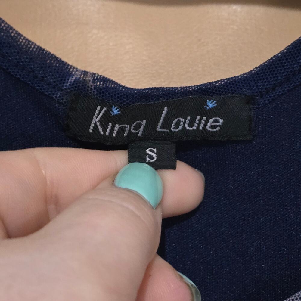 King Louie Blue Floral Print Midi Dress Small - Picture 5 of 6
